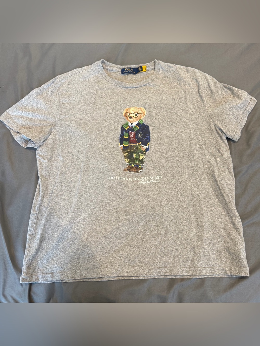 Ralph Lauren Grey Polo Bear Graphic Short Sleeve Tee